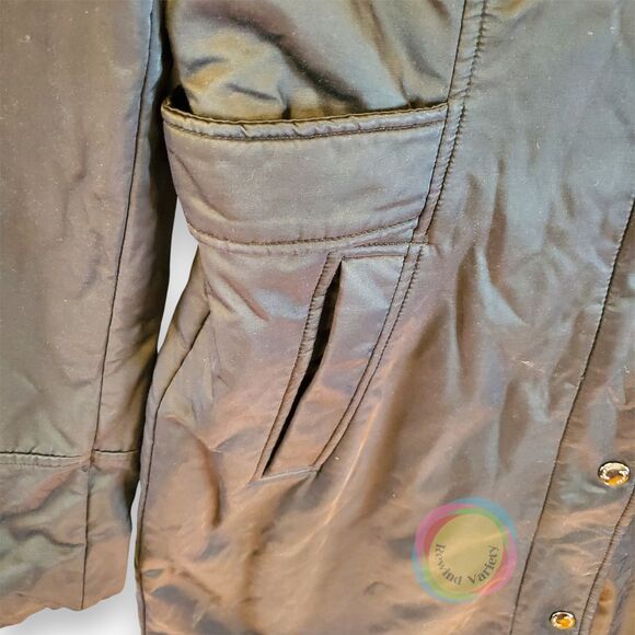 Vintage Guess Raincoat Trench Coat Womens Small Black Animal Print Lined Y2K 90s - Picture 6 of 16